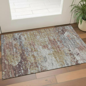 HomeRoots 5' X 8' Washable Brown and Beige Abstract Area Rug with UV Protection – Durable, Stylish, Pet-Friendly! 707559