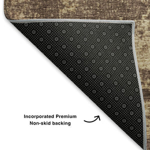 HomeRoots 5' X 8' Washable Brown and Beige Abstract Area Rug with UV Protection – Durable, Stylish, Pet-Friendly! 707559
