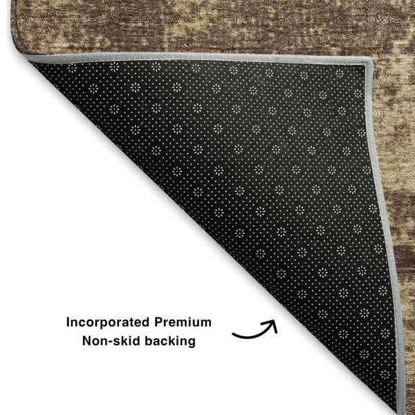 HomeRoots 5' X 8' Washable Brown and Beige Abstract Area Rug with UV Protection – Durable, Stylish, Pet-Friendly! 707559