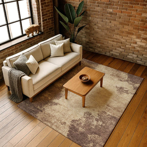 HomeRoots 5' X 8' Washable Brown and Beige Abstract Area Rug with UV Protection – Durable, Stylish, Pet-Friendly! 707559