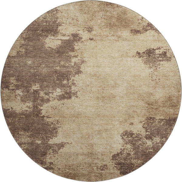 HomeRoots 8' X 10' Washable Area Rug in Brown & Beige - Stylish, Durable, Stain-Resistant with UV Protection! 707561