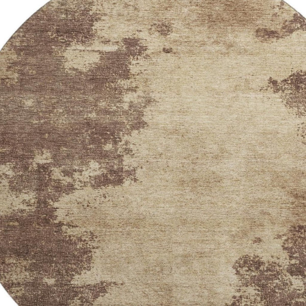 HomeRoots 8' X 10' Washable Area Rug in Brown & Beige - Stylish, Durable, Stain-Resistant with UV Protection! 707561