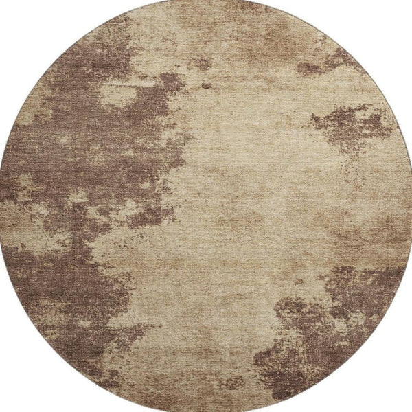 HomeRoots 8' X 10' Washable Area Rug in Brown & Beige - Stylish, Durable, Stain-Resistant with UV Protection! 707561