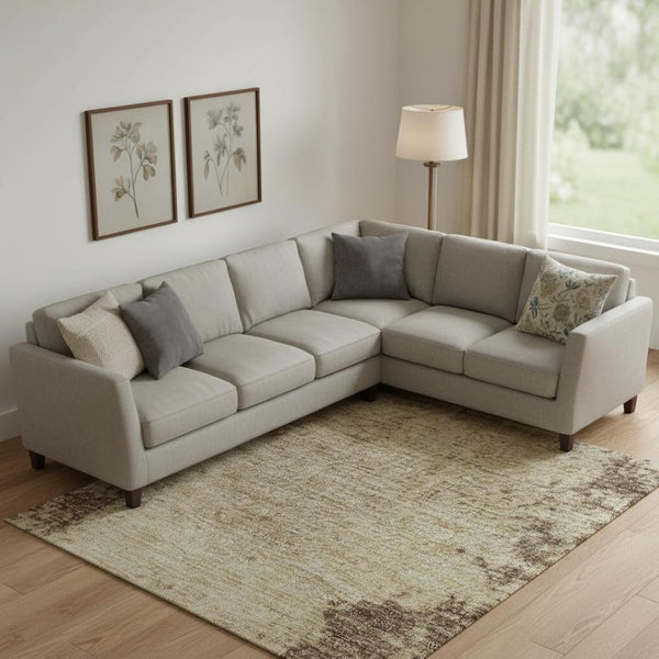 HomeRoots 10' X 14' Washable Brown and Beige Abstract Area Rug with UV Protection, Non-Slip Felt Backing 707563