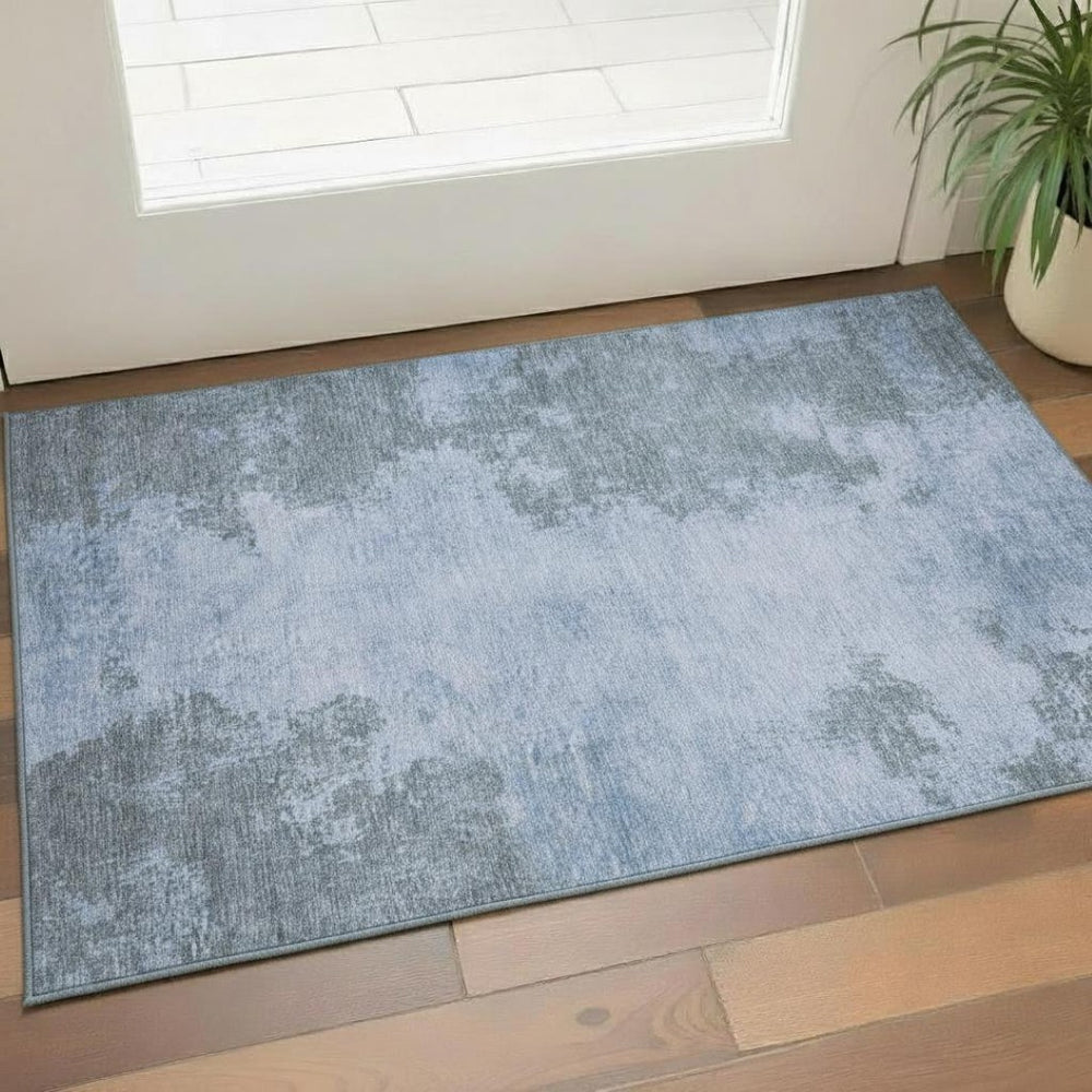 HomeRoots 5' X 8' Abstract Blue and Gray Washable Area Rug with UV Protection – Stylish, Easy-Care Comfort! 707565