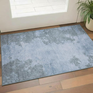 HomeRoots 5' X 8' Abstract Blue and Gray Washable Area Rug with UV Protection – Stylish, Easy-Care Comfort! 707565