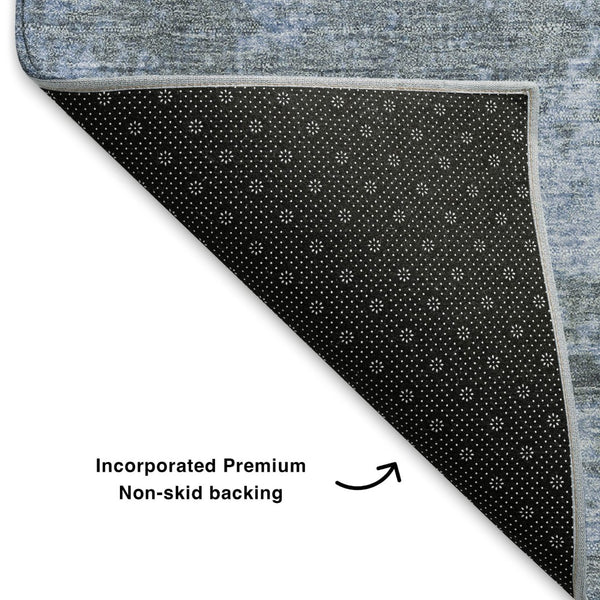 HomeRoots 5' X 8' Abstract Blue and Gray Washable Area Rug with UV Protection – Stylish, Easy-Care Comfort! 707565