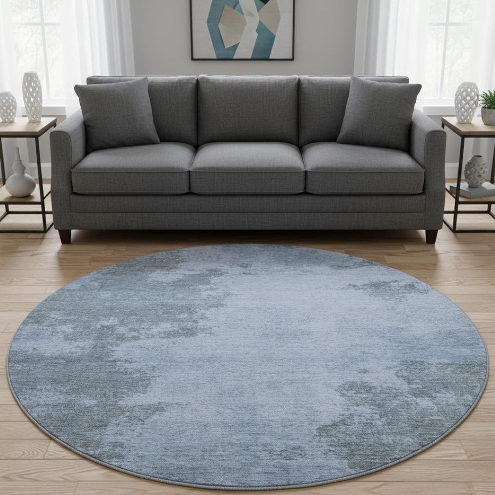 HomeRoots 8' X 10' Washable Blue & Gray Abstract Area Rug with UV Protection - Durable, Stylish, Pet-Friendly! 707567