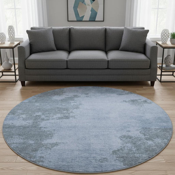 HomeRoots 8' X 10' Washable Blue & Gray Abstract Area Rug with UV Protection - Durable, Stylish, Pet-Friendly! 707567