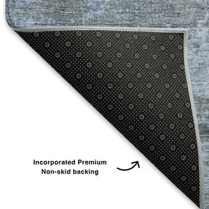 HomeRoots 8' X 10' Washable Blue & Gray Abstract Area Rug with UV Protection - Durable, Stylish, Pet-Friendly! 707567