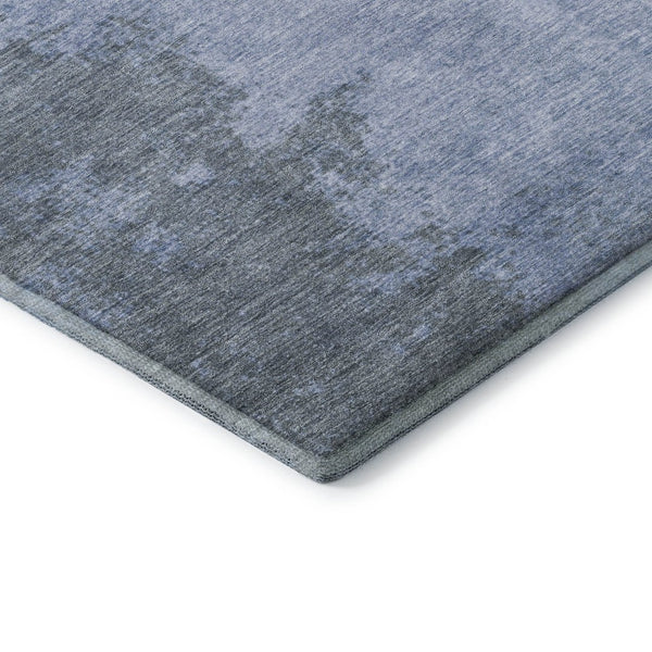HomeRoots 10' X 14' Blue And Gray Abstract Washable Area Rug – Stain Resistant, UV Protected, Non-Slip Backing 707569