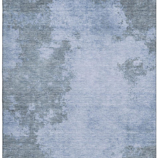 HomeRoots 10' X 14' Blue And Gray Abstract Washable Area Rug – Stain Resistant, UV Protected, Non-Slip Backing 707569