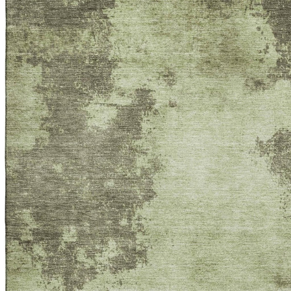 HomeRoots 5' X 8' Olive Green & Beige Abstract Washable Area Rug – UV Protected, Stain Resistant, Modern Design 707571