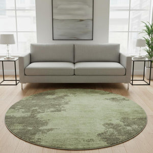 HomeRoots 8' X 10' Olive Green & Beige Abstract Area Rug – Durable, Washable, UV-Protected for Modern Homes 707573