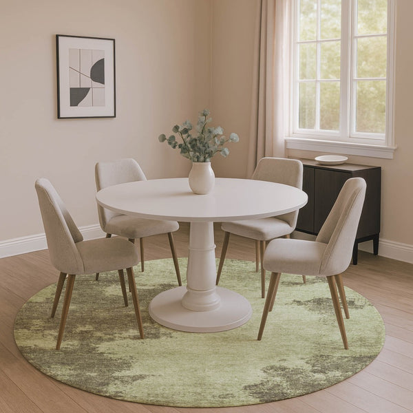 HomeRoots 8' X 10' Olive Green & Beige Abstract Area Rug – Durable, Washable, UV-Protected for Modern Homes 707573