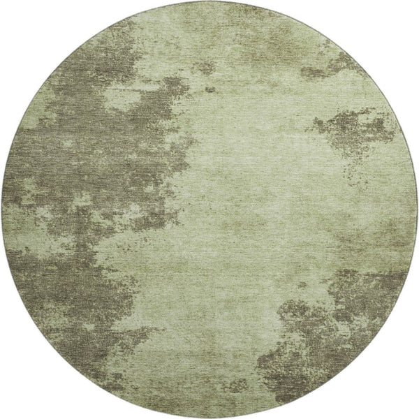 HomeRoots 8' X 10' Olive Green & Beige Abstract Area Rug – Durable, Washable, UV-Protected for Modern Homes 707573