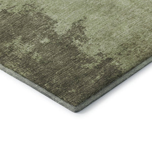 HomeRoots 8' X 10' Olive Green & Beige Abstract Area Rug – Durable, Washable, UV-Protected for Modern Homes 707573