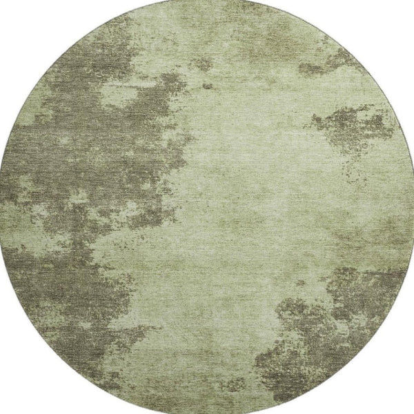 HomeRoots 8' X 10' Olive Green & Beige Abstract Area Rug – Durable, Washable, UV-Protected for Modern Homes 707573