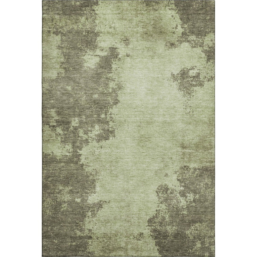 HomeRoots 9' X 12' Olive Green Beige Abstract Area Rug - Washable, Stain-Resistant, UV Protected for Durability 707574