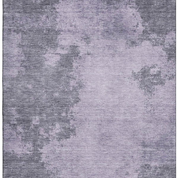 HomeRoots 8' Purple and Gray Abstract Round Rug - Washable, UV Protected, Stain Resistant for High-Traffic Areas 707578