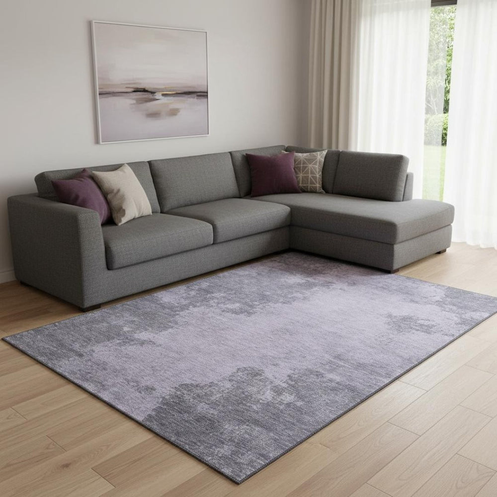 HomeRoots 9' x 12' Abstract Purple and Gray Area Rug – Washable, Non-Slip, UV Protected for Family Spaces! 707580