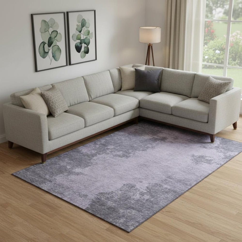 HomeRoots 10' X 14' Purple & Gray Abstract Washable Area Rug – Stylish, Durable, UV-Protected & Easy to Clean 707581