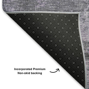 HomeRoots 10' X 14' Purple & Gray Abstract Washable Area Rug – Stylish, Durable, UV-Protected & Easy to Clean 707581