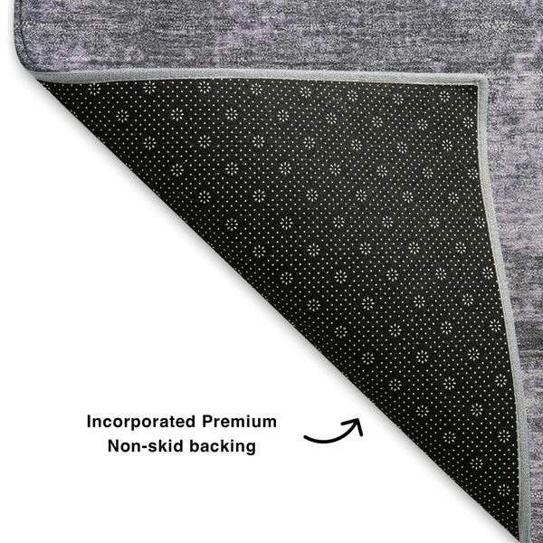 HomeRoots 10' X 14' Purple & Gray Abstract Washable Area Rug – Stylish, Durable, UV-Protected & Easy to Clean 707581