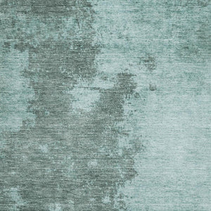 HomeRoots 8' Teal and Gray Abstract Washable Round Rug – Durable, Stylish, UV-Protected for Homes with Kids & Pets 707584