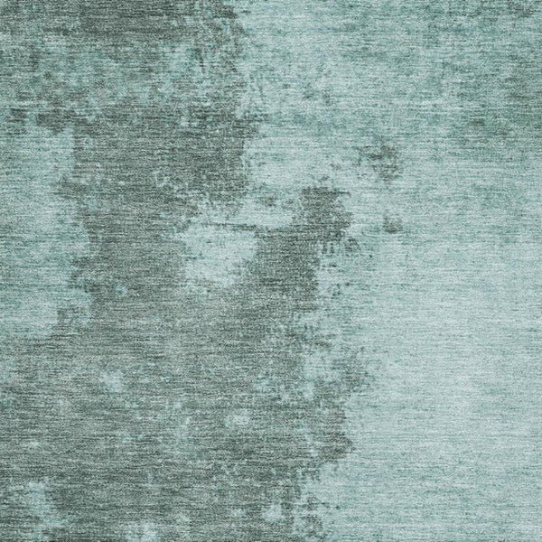 HomeRoots 8' Teal and Gray Abstract Washable Round Rug – Durable, Stylish, UV-Protected for Homes with Kids & Pets 707584