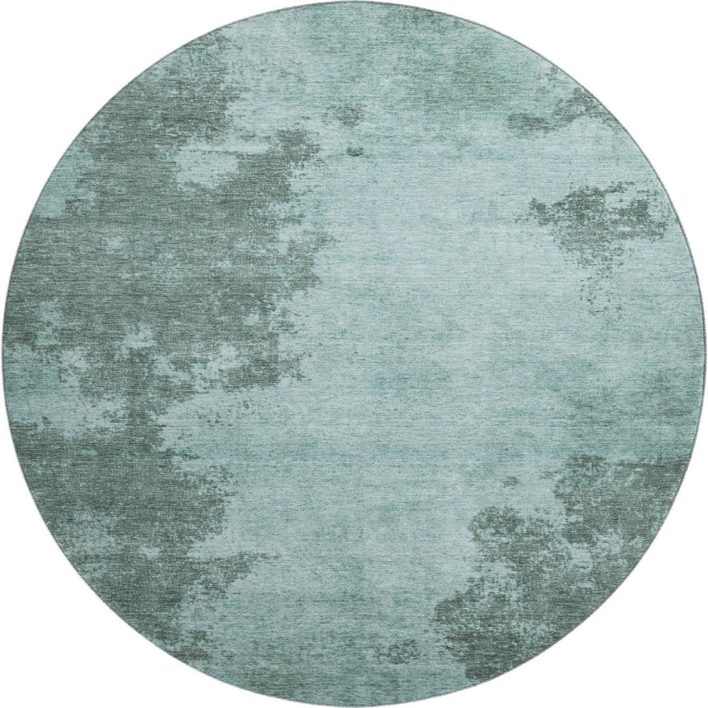 HomeRoots 8' X 10' Teal and Gray Abstract Washable Area Rug - Durable, Stylish, UV-Protected for Busy Homes! 707585