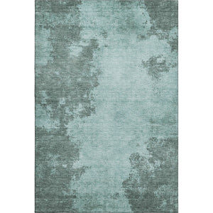 HomeRoots 9' X 12' Teal and Gray Abstract Area Rug - Washable, UV-Protected, Soft, and Stain-Resistant Comfort 707586