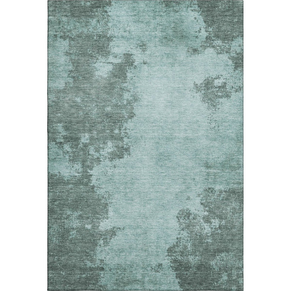 HomeRoots 9' X 12' Teal and Gray Abstract Area Rug - Washable, UV-Protected, Soft, and Stain-Resistant Comfort 707586