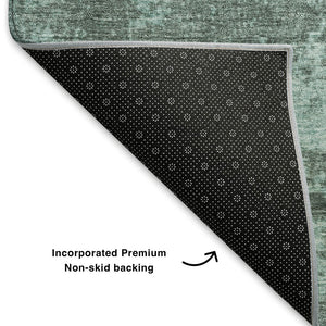 HomeRoots 9' X 12' Teal and Gray Abstract Area Rug - Washable, UV-Protected, Soft, and Stain-Resistant Comfort 707586