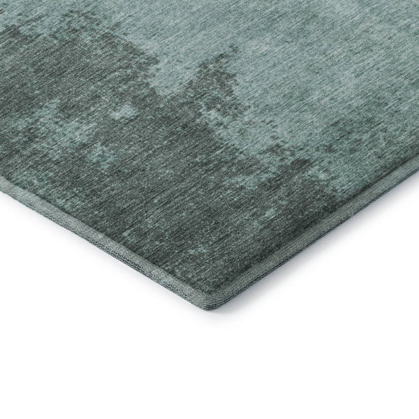 HomeRoots 9' X 12' Teal and Gray Abstract Area Rug - Washable, UV-Protected, Soft, and Stain-Resistant Comfort 707586