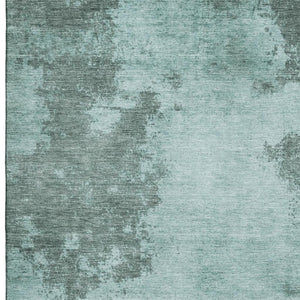 HomeRoots 9' X 12' Teal and Gray Abstract Area Rug - Washable, UV-Protected, Soft, and Stain-Resistant Comfort 707586