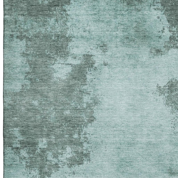 HomeRoots 9' X 12' Teal and Gray Abstract Area Rug - Washable, UV-Protected, Soft, and Stain-Resistant Comfort 707586