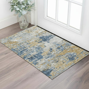 HomeRoots 5' X 8' Beige and Brown Abstract Area Rug - Washable, UV Protected, Stain-Resistant for Busy Homes! 707589
