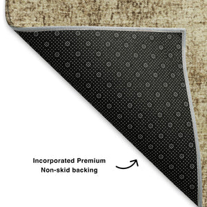 HomeRoots 5' X 8' Beige and Brown Abstract Area Rug - Washable, UV Protected, Stain-Resistant for Busy Homes! 707589