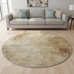 HomeRoots 8' X 10' Washable Beige and Brown Abstract Area Rug - UV Protected, Stain Resistant, Durable Design 707591