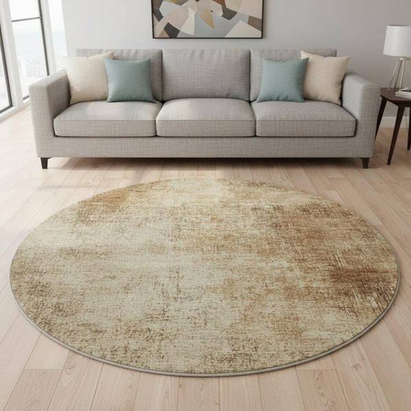 HomeRoots 8' X 10' Washable Beige and Brown Abstract Area Rug - UV Protected, Stain Resistant, Durable Design 707591