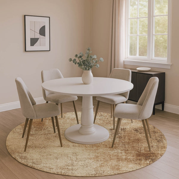 HomeRoots 8' X 10' Washable Beige and Brown Abstract Area Rug - UV Protected, Stain Resistant, Durable Design 707591