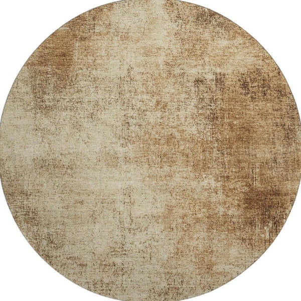 HomeRoots 8' X 10' Washable Beige and Brown Abstract Area Rug - UV Protected, Stain Resistant, Durable Design 707591