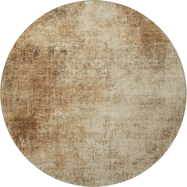 HomeRoots 8' X 10' Washable Beige and Brown Abstract Area Rug - UV Protected, Stain Resistant, Durable Design 707591