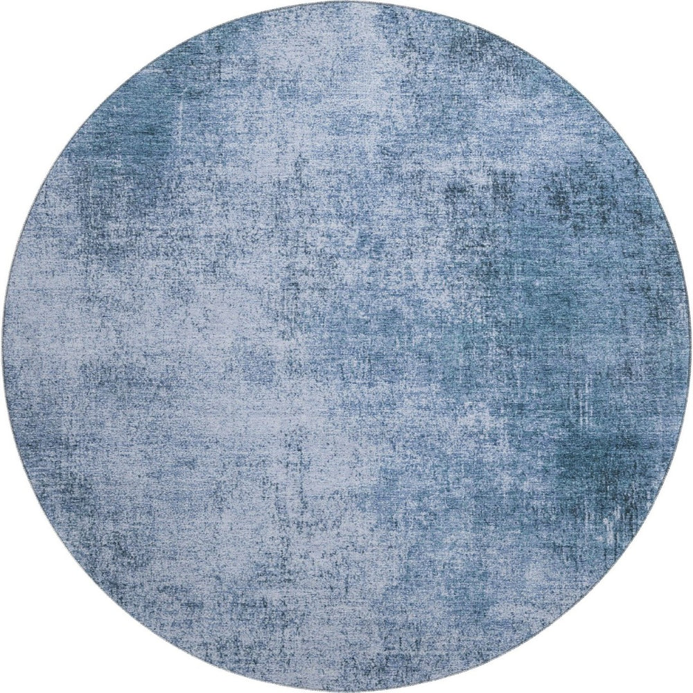 HomeRoots 8' X 10' Washable Blue & Sky Blue Abstract Area Rug with UV Protection, Stain Resistance & Durability 707597