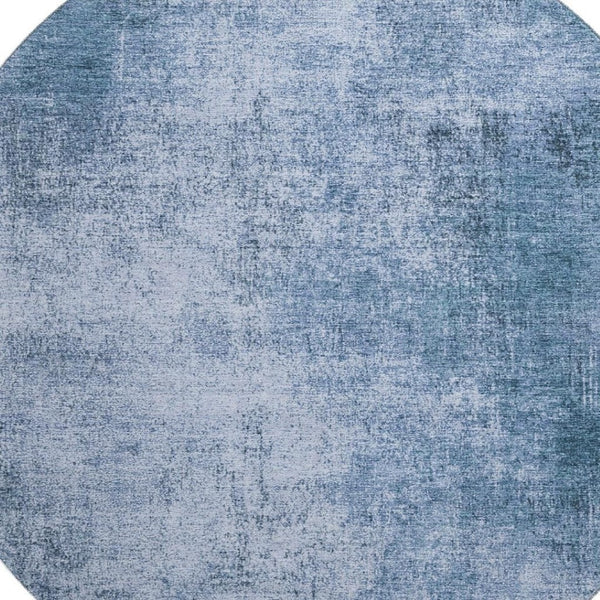 HomeRoots 8' X 10' Washable Blue & Sky Blue Abstract Area Rug with UV Protection, Stain Resistance & Durability 707597