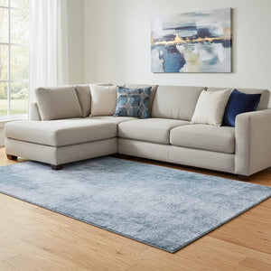 HomeRoots 9' X 12' Blue & Sky Blue Abstract Area Rug - Washable, UV Protected, Durable, Non-Slip Design 707598