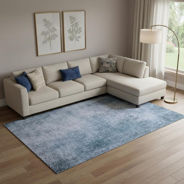 HomeRoots 10' Blue and Sky Blue Abstract Washable Area Rug - UV Protected, Stain Resistant, Durable Design! 707599