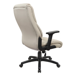 OSP Home Furnishings Exec High Back Bonded Leather Office Chair with Lumbar Support and Pneumatic Lift Taupe EC93580-EC21