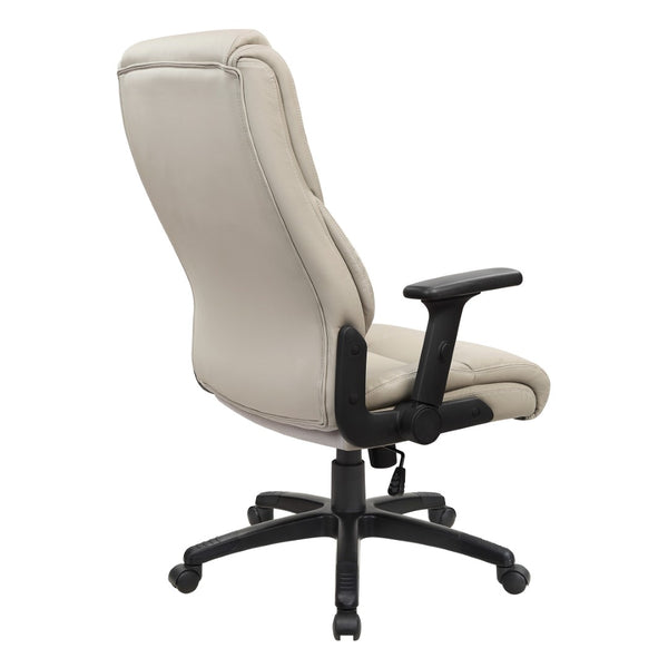OSP Home Furnishings Exec High Back Bonded Leather Office Chair with Lumbar Support and Pneumatic Lift Taupe EC93580-EC21
